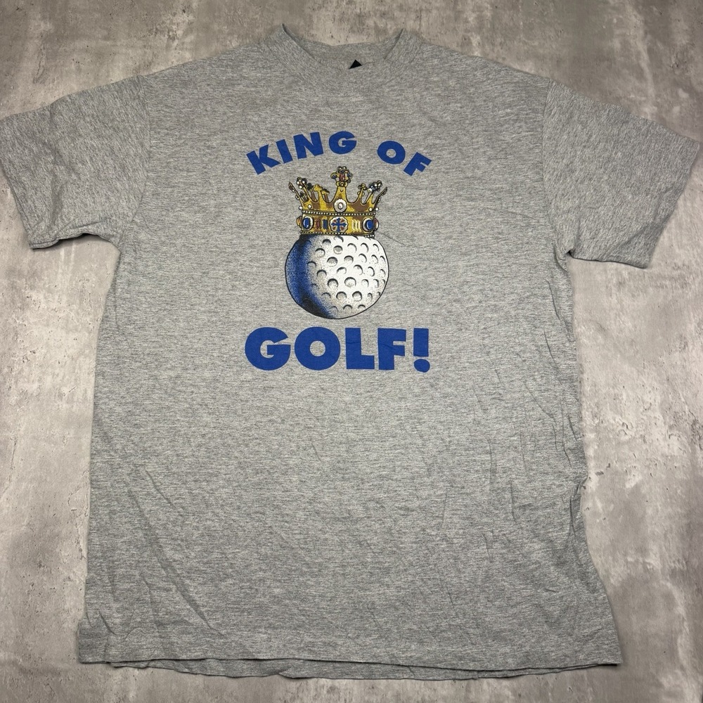 Vintage 90s Joe Boxer King Of Golf Single Stitch Shirt Gray One Size Fits L USA
